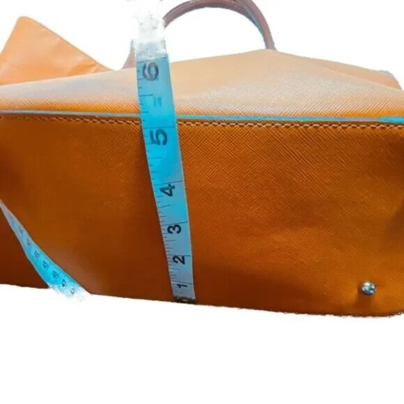 Dooney & Bourke Tote Bag Womens Orange Leather Double Handles Inner Pockets
